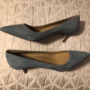 Blue Suede Kitten Heels